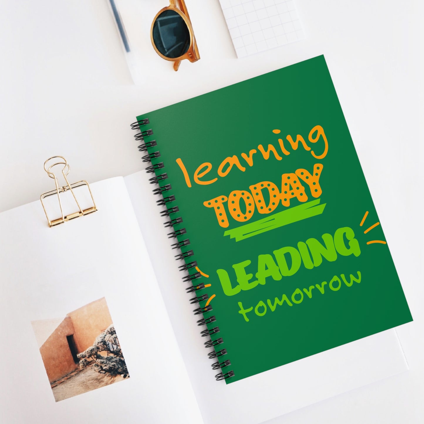 Inspirational Spiral Notebook | Learning Today Leading Tomorrow | Back to School, Teacher Gift, Journaling, Organization, Study