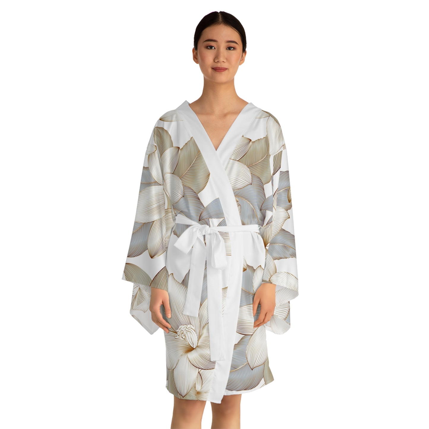 Floral Long Sleeve Kimono Robe, Cozy Spa Robe, Gift for Her, Lounge Wear, Relaxation Robe, Self-Care Gift, Mother's Day