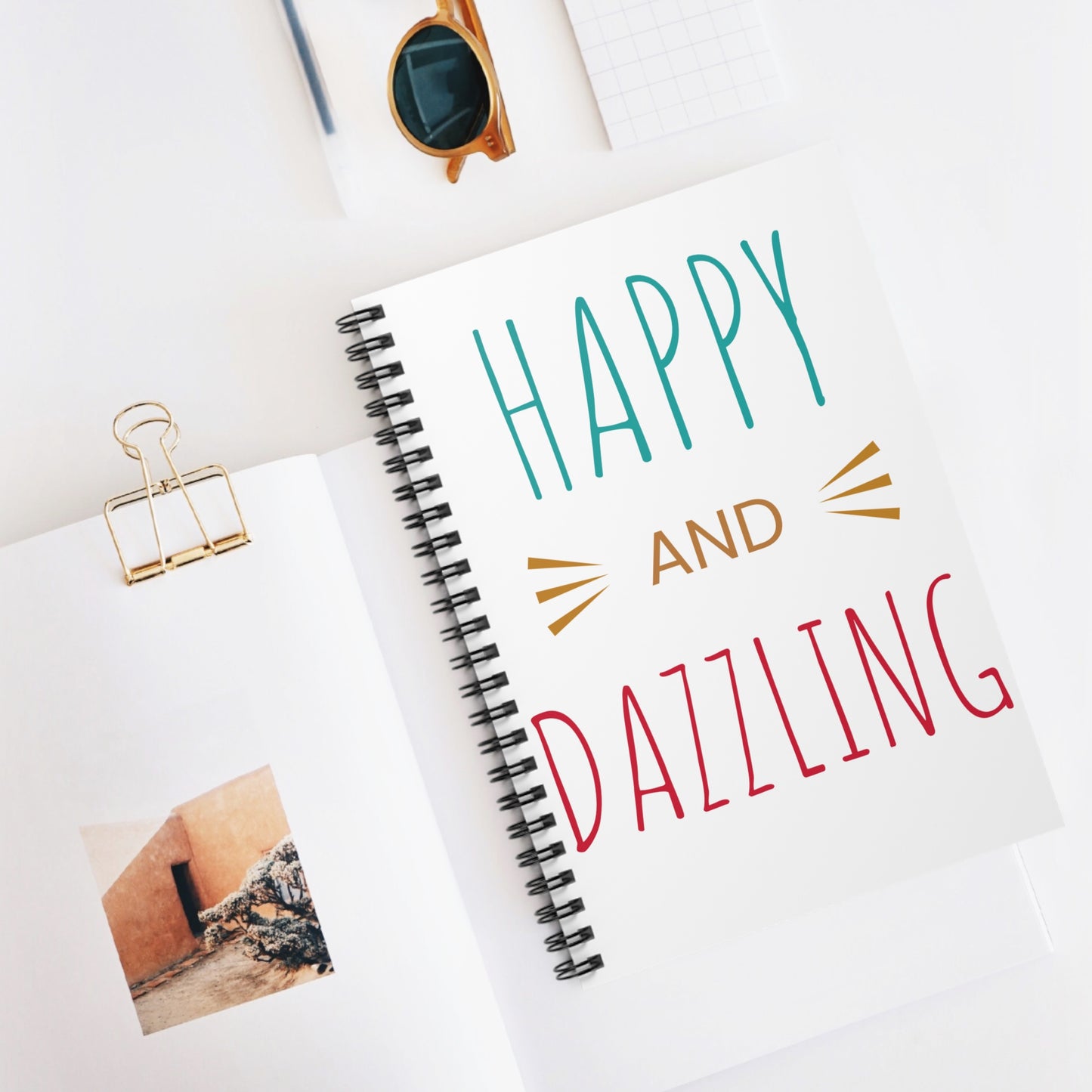 Happy and Dazzling Spiral Notebook - Ruled Line, Perfect Gift for Students, Journaling, Teachers, School Supplies, Everyday Use