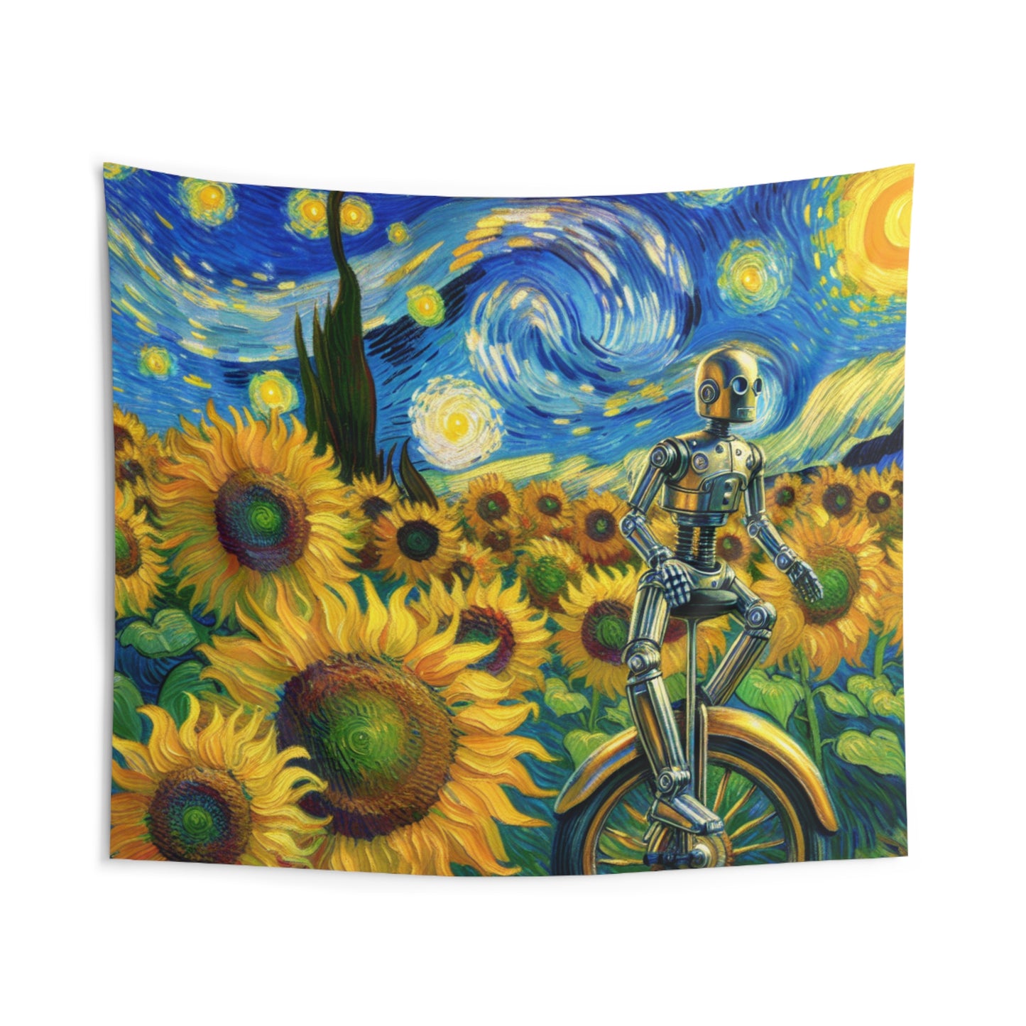 Vibrant Indoor Wall Tapestry, Bohemian Home Decor, Artistic Wall Art, Gift for Art Lovers, Sunflower Wall Hanging, Unique Room Decor