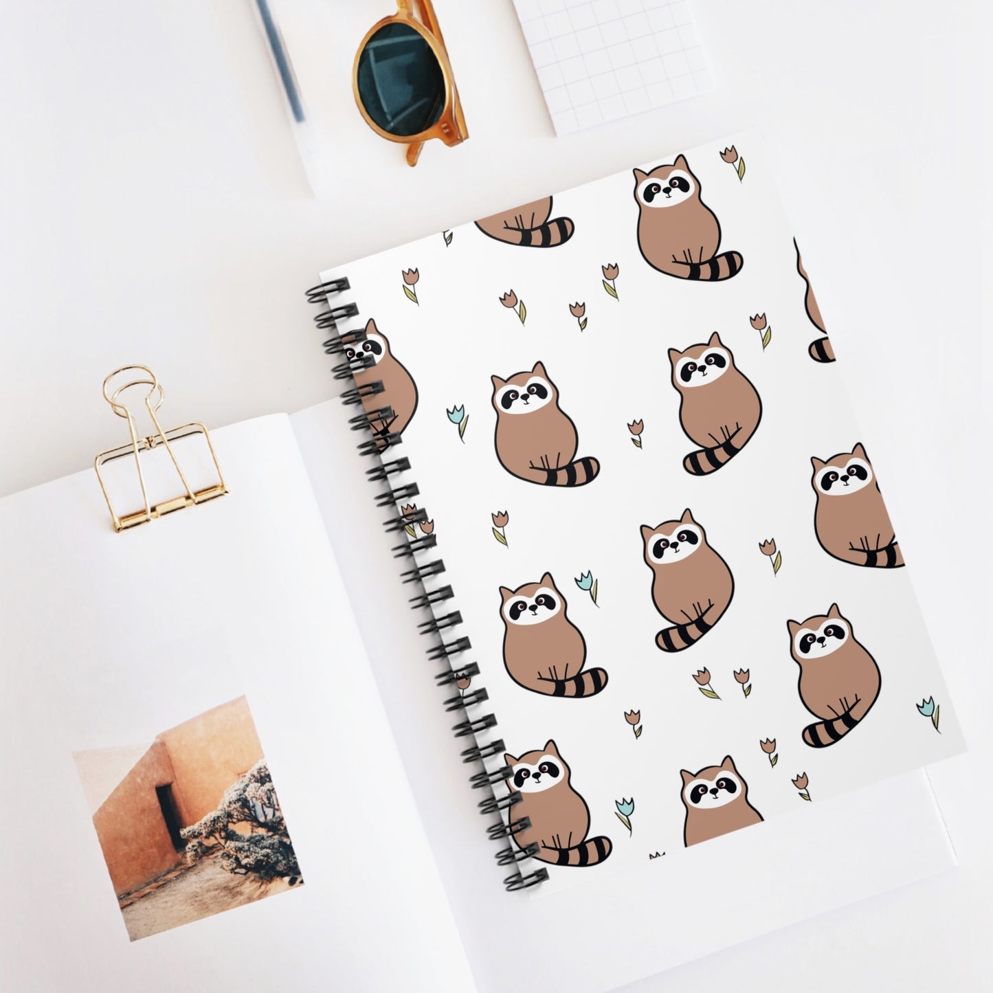 Cute Raccoon Spiral Notebook - Perfect for School, Journaling, Gifts, or Animal Lovers, Cute Writing Journal, Fun Note-taking, Modern Design